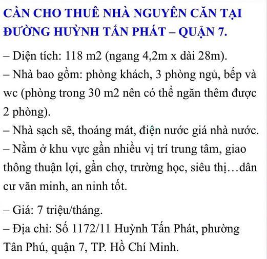 Hình ảnh Cho thuê phòng trọ, nhà nguyên căn q7