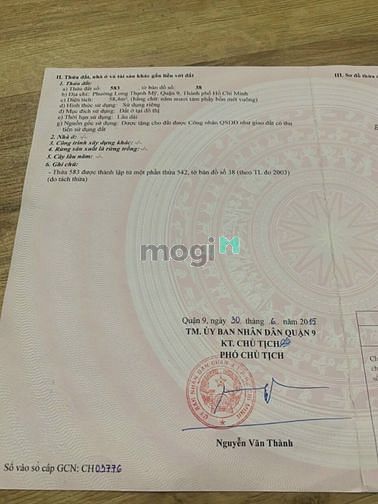 Hình ảnh Đất DT :4x14,7=59m2 MT Hẻm 30 đường Hoàng Hữu Nam, P. Long Thạnh Mỹ.Q9