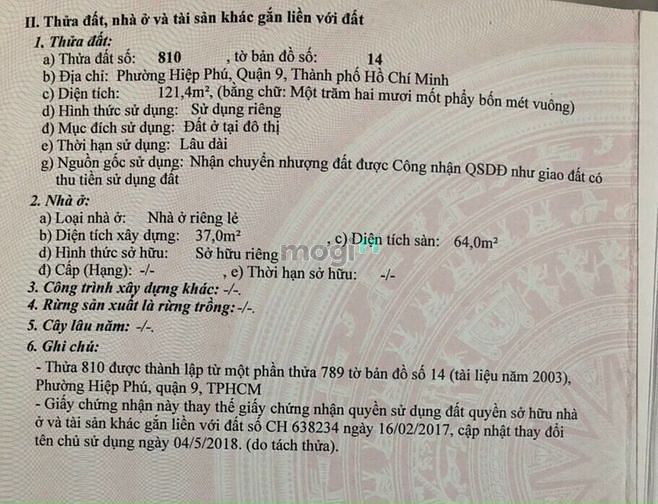Hình ảnh Đất 5,3x23=121m2 mặt tiền KD đường Trương Văn Thành, P. Hiệp Phú. Q9