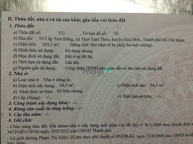 Hình ảnh Cần tiền bán nhà và đất thổ cư 100%, SHR, giá tốt ở Hóc Môn