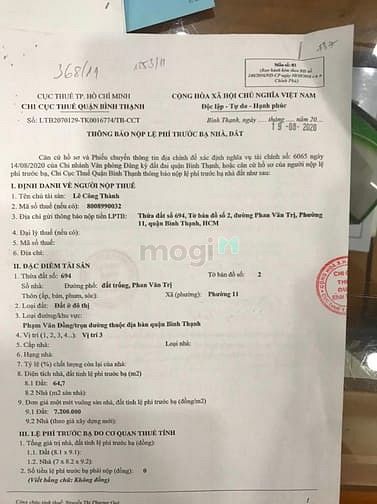 Hình ảnh BÁN gấp đất MT 435 Phạm Văn Đồng. P11. Bình Thạnh 4x17