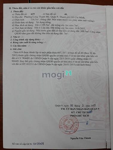 Hình ảnh Cần bán gấp lô đất hẻm 61 đường Hàng tre, p. Long Thạnh Mỹ 5×23=116m2