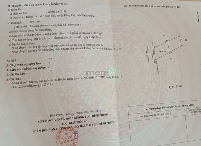 Hình ảnh Bán đất MT bê tông, Thuận Phú, Đồng Phú, DT289m2, TC100m2, SHR, 850 Tr