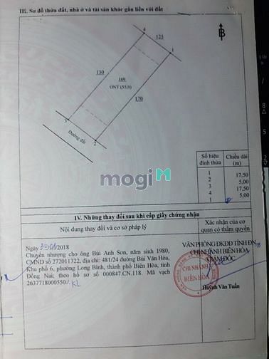 Hình ảnh Đất sổ riêng thổ cư đường Đinh Quang Ân, Phước Tân, Biên Hòa.