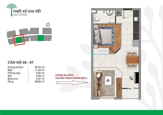 Hình ảnh Bán Căn 48m2 Giá 1.2 Tỷ Bao Thuế Phí, Nhà Mới, Nội Thất Cơ Bản Có Trả