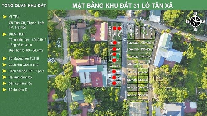 Hình ảnh Bán đất nền gần khu CNC Hòa Lạc giá chỉ 990 tr / lô full thổ cư có sổ