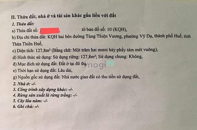 Hình ảnh Bán Đất Mặt Tiền Trường Gia Mô – P. Vỹ Dạ - Tp Huế