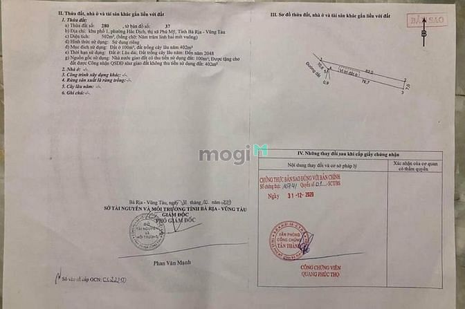 Hình ảnh Cần bán lô đất ngay Khu Phố 1 - Phường Hắc dịch - Thị xã Phú mỹ - BRVT