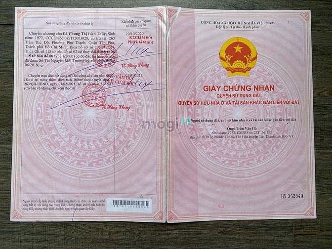 Hình ảnh Bán đất nền Phú Mỹ nóng sốt ở Tân Hoà13x85 thổ 300, chỉ 5,5tr/m2