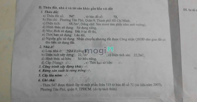 Hình ảnh Đất DT: 4,3x15=68m2 hẻm 23, Đường 671, Lê Văn Việt, phường Tân Phú Q9