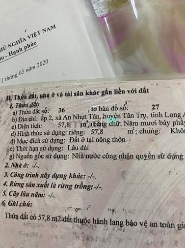 Hình ảnh Bán đất mặt tiền 832 củ ngay chợ, trường học