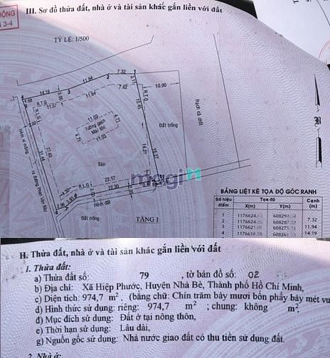 Hình ảnh Nhà Bè, Bán gấp đất thổ cư DT 975m2, Hiệp Phước, Chỉ 8.7 tỷ