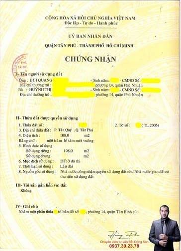 Hình ảnh Bán đất 3 mặt tiền hẻm lộ giới 8m đường Gò Dầu, Tân Quý, Tân Phú