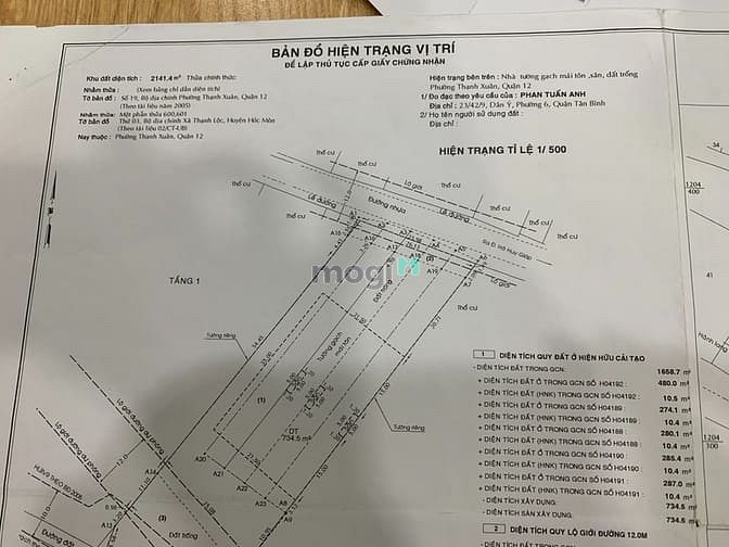 Hình ảnh BÁN 2200m2 Đất thổ cư Đường TX43 - Hà Huy Giáp - Quận 12