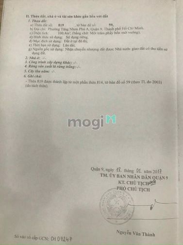 Hình ảnh Cần bán gấp lô đất 102 m2 ,đường lã xuân oai ,P tăng nhơn phú A ,TPTĐ