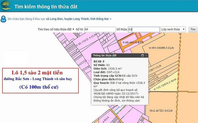 Hình ảnh 1.5 sào hai mặt tiền đường  Biên Hoà đi sân bay quốc tế Long Thành