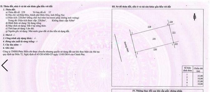 Hình ảnh Bán đất phường Hiệp Hoà, khu dân cư Phúc Hiếu; 220m2 giá 9.5 tỷ.