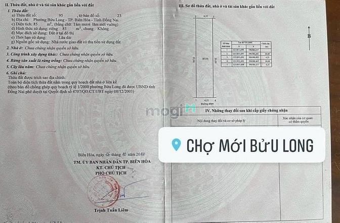 Hình ảnh Đất bán phường Bửu Long, đường N4 mặt tiền kinh doanh sầm uất; 4.5 tỷ.
