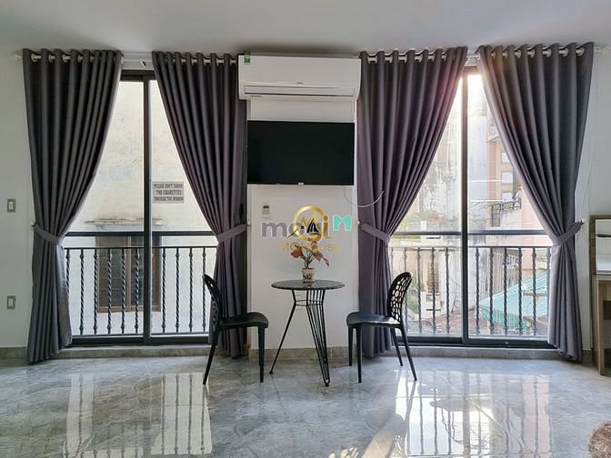 Hình ảnh studio 30m2 đầy đủ nội thất, hai ban công Võ Thị Sáu Quận 3