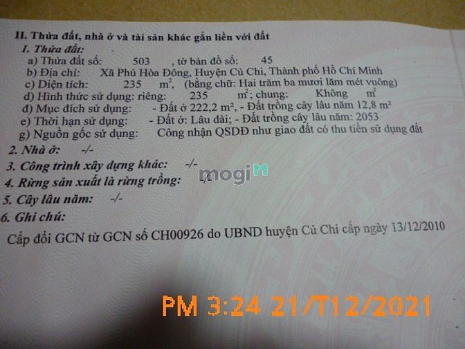 Hình ảnh Bán đất thổ cư 100%, Ấp Cây Trâm, Xã Phú Hòa Đông, ngang 5m, dài 50m..