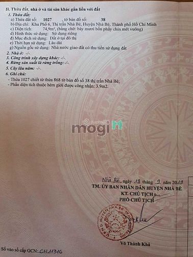 Hình ảnh Bán đất 4,2 tỷ, gần 75m2 ngay hẻm 1979 thị trấn Nhà Bè