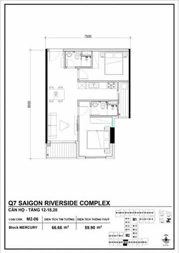 Hình ảnh Mb6623 nạp rút nhanh chóng Q7 Saigon Riverside tầng 26 thiết kế 2 phòng ngủ. A0798106