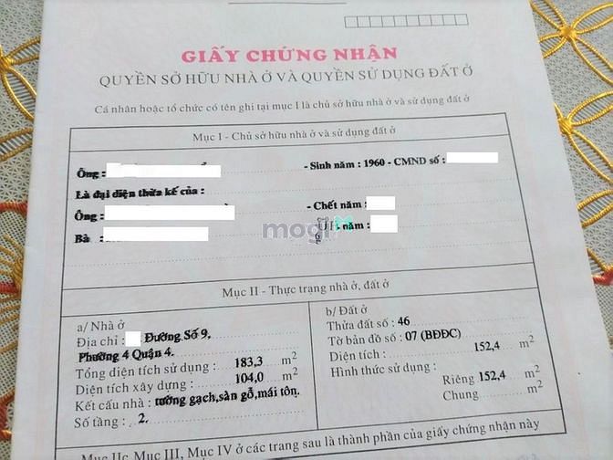 Hình ảnh Bán nhà đường số 9, phường 4, quận 4