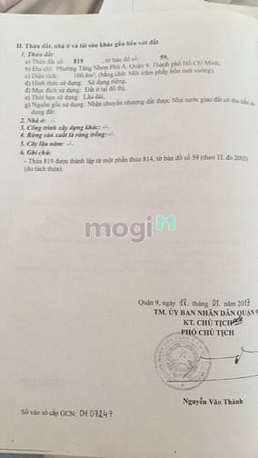 Hình ảnh Bán đất 100m2 đường 102 Gần Hoa Viên Tăng Nhơn Phú A