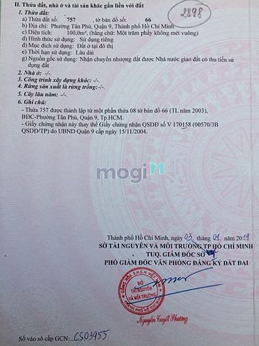 Hình ảnh Đất DT : 100m2 mặt tiền đường Cầu Xây, phường Tân Phú. Q9. TP. Thủ Đức
