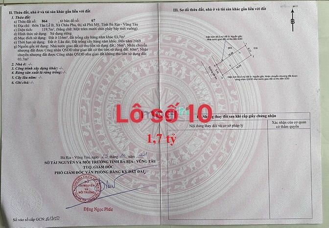 Hình ảnh Chính chủ cần Bán 2 lô đất liền kề thôn Tân Lễ B, xã Châu Pha, Phú Mỹ