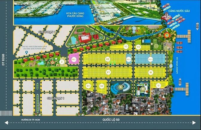Hình ảnh khu dân cư Phước Đông, KDC nền xanh bao quanh KCN