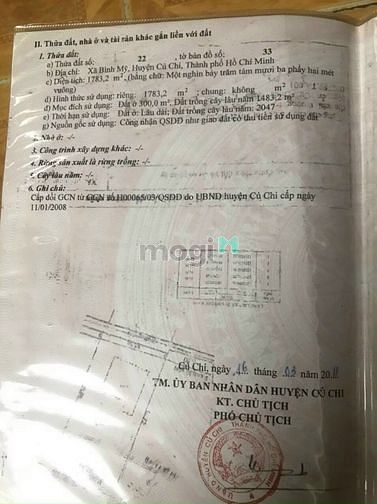 Hình ảnh Bán đất Bình Mỹ Củ Chi,33x55, 300m2 thổ ,8 tr/m2