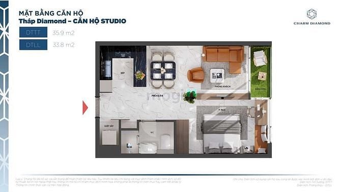 Hình ảnh Căn Hộ Studio Cao Cấp 5* 34tr/m2 DĨ AN, BÌNH DƯƠNG - CHARM DIAMOND
