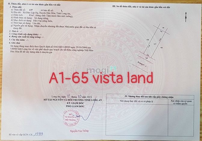 Hình ảnh Bán đất dự án Vista Land Hàng F0