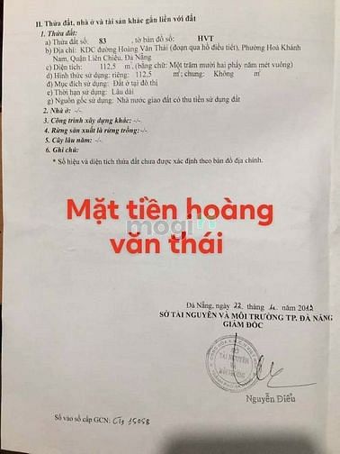 Hình ảnh bán lô đất mặt tiền hoàng văn thái vi tri cực đêp