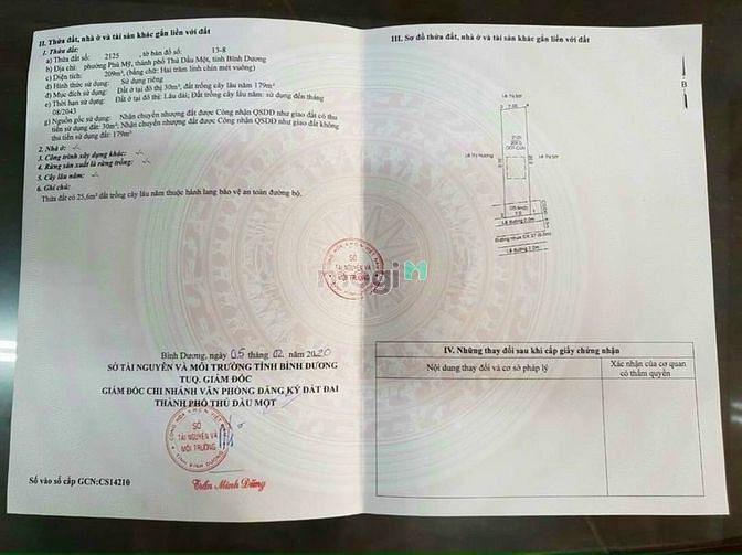 Hình ảnh Bán đất MT DX037 Phú Mỹ TDM, dt 7×30(209m) thổ cư 30m, sổ riêng