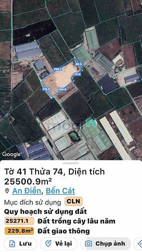 Hình ảnh Bán đất 2MT An Điền, Bến Cát, DT:23.765m2, SHR, giá 20 tỷ/ha