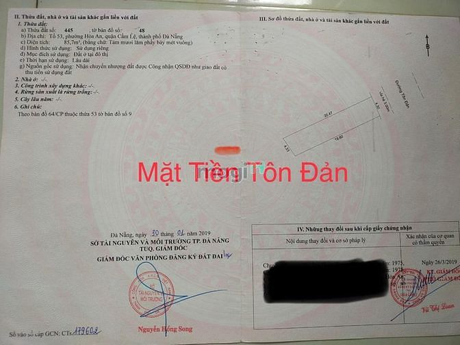 Hình ảnh Bán đất  đường mặt tiền TÔn Đản