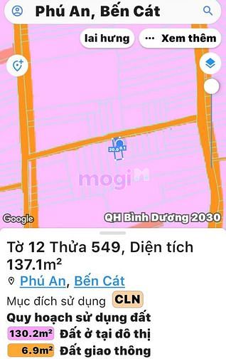 Hình ảnh Bán đất Phú An, Bến Cát, DT:6.7x20, TC50m2, SHR, giá 1,450 tỷ