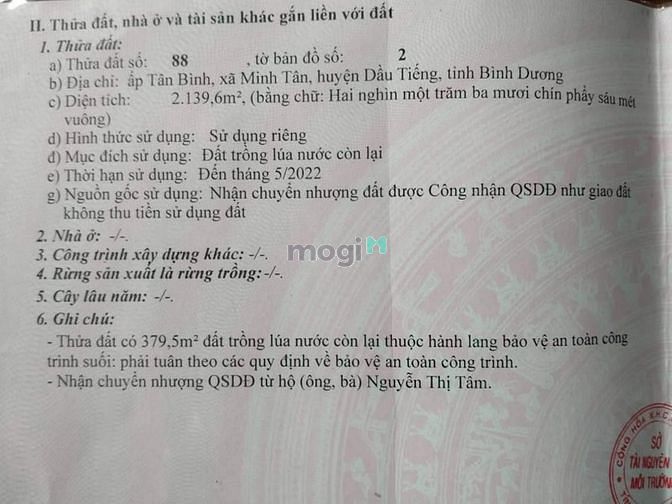 Hình ảnh Bán đất Minh Tân, Dầu Tiếng, DT:52mx250m, TC100m2, SHR, 10,5 tỷ