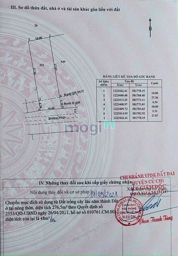 Hình ảnh xã Nhuận Đức, DT: 10m*32m, có 276m2 thổ, giá 2,65 tỷ