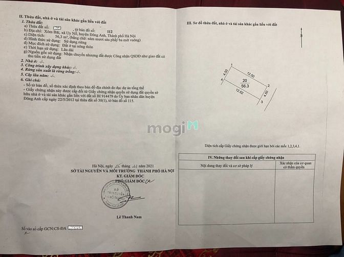 Hình ảnh Bán đất xóm Bãi Uy Nỗ Đông Anh S 56m2 .Gía 1,9 tỷ
