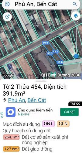 Hình ảnh Bán đất MT ĐH608, Phú An, Bến Cát, DT:10x40, TC100m2, SHR, giá 5,5 tỷ