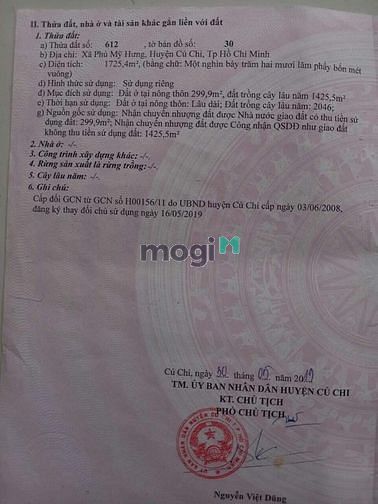 Hình ảnh Xã Phú Mỹ Hưng, DT: 34*49m, có 300m thổ, giá 12ty5