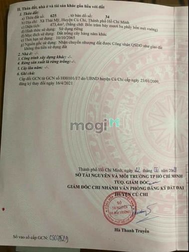 Hình ảnh xã Thái Mỹ,DT:10m*47m, giá 2ty7