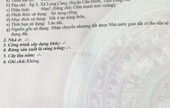 Hình ảnh Bán 90m2 thổ cư trong Dự án Long Cang new. SHR