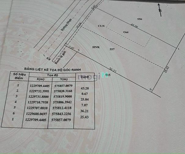 Hình ảnh Xã PHÚ MỸ HƯNG, Dt : 25x43 = 1107m2 ( có 150m2 thổ cư ), giá 5.6 tỷ