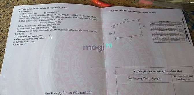Hình ảnh 4700 m2 đất gần biển Cù Mi Tân Thắng giá 5 tỷ 700 tr