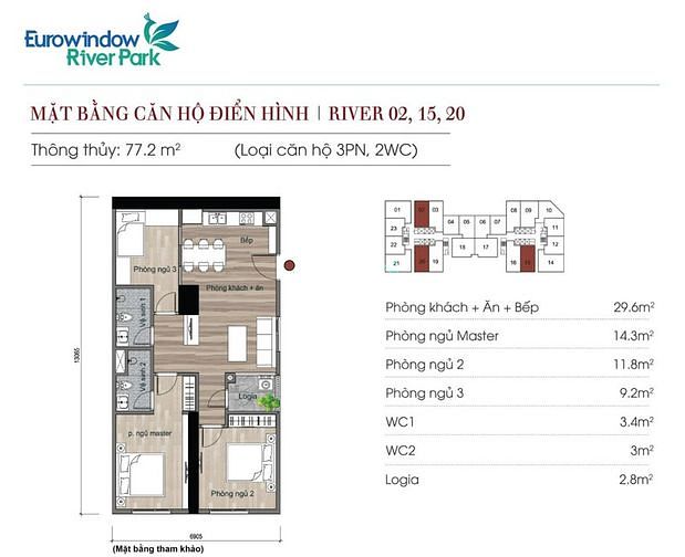 Hình ảnh Mb6623 nạp rút nhanh chóng 2 phòng ngủ Eurowindow River Park DT 70m2 giá 25 tr/m2