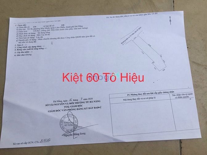 Hình ảnh bán lô đât kiệt 60 tô hiệu cách mặt tiền 40m